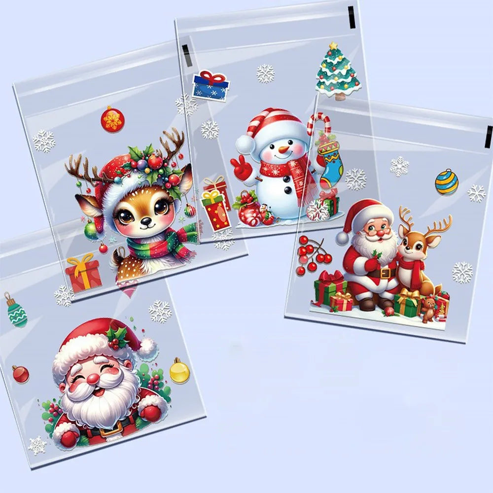 100 Pcs Christmas Candy Cookie Bags – Self-Adhesive Xmas Bags Christmas Gift Bags Richie's C 10x10cm