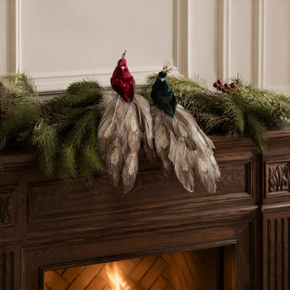 Peacock Clip Christmas Ornament Feather Fabric Hanging Decor Christmas Ornament Richie's