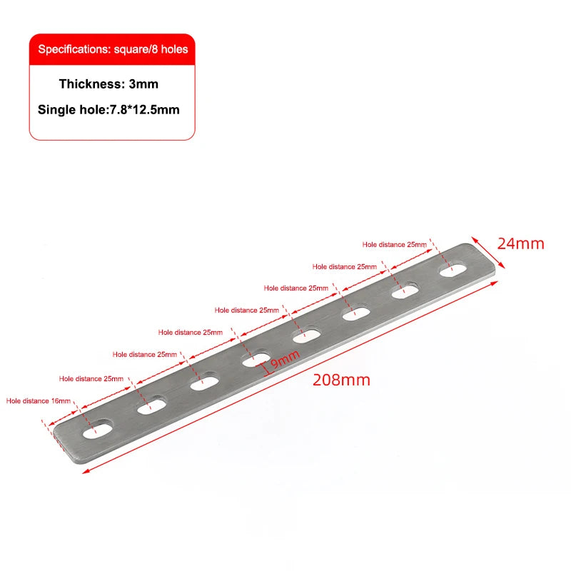 Stainless Steel Flat Corner Bracket Mending Plate Furniture Brace Corner Bracket Richie's Square 8holes