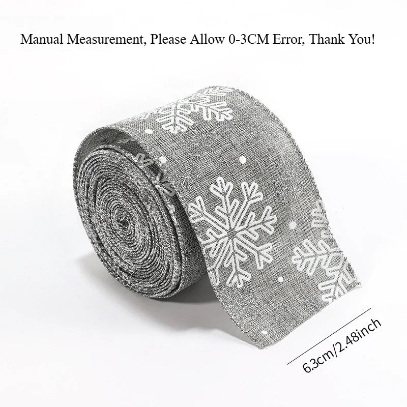 Colorful Snowflake Satin Ribbon – Christmas Wreath & Bow Decor Christmas Ribbon Richie's GRAY 2 Meters Long