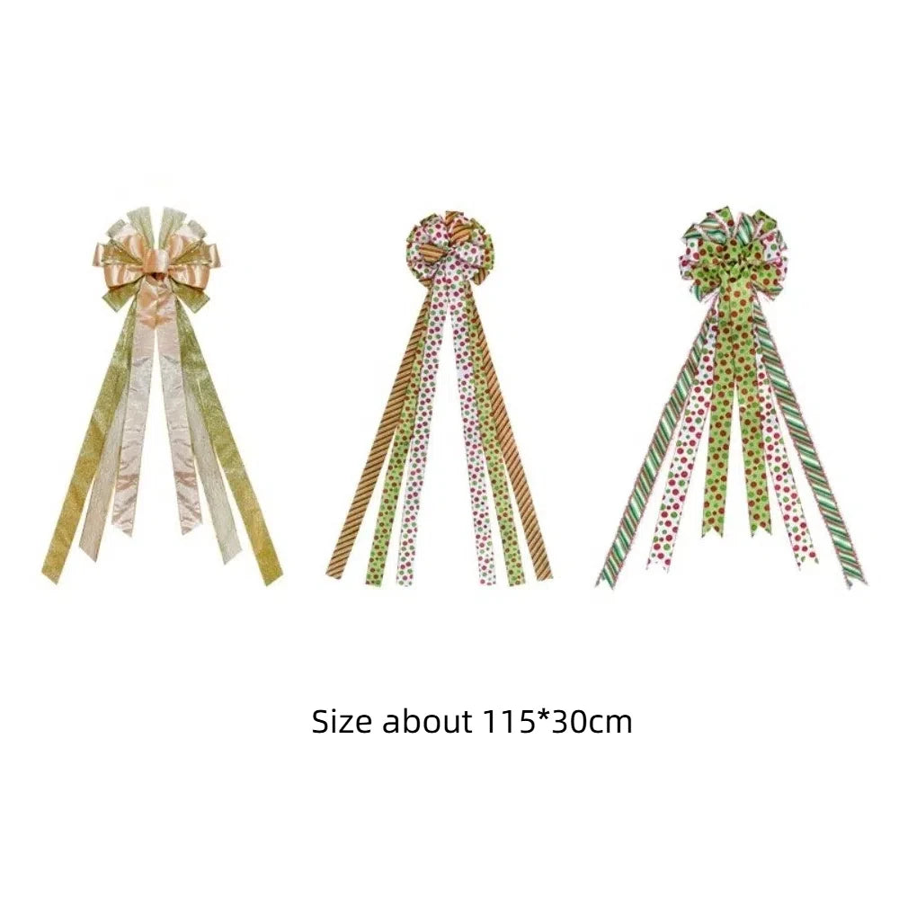 Large Christmas Bow Tree Topper – Red & Green Polka Dot Christmas Tree Topper Richie's