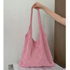 Large Capacity Knitted Crochet Shoulder Bag for Women Knitted Shoulder Bag Richie's Pink
