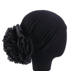 Women's Ruffle Flower Turban Hat – Headscarf & Sleep Cap Women's Turban Hat Richie's Black