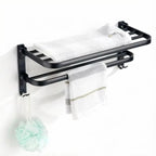 Foldable Aluminum Towel Rack Wall Mount Matte Black Rustproof Wall Towel Rack Richie's