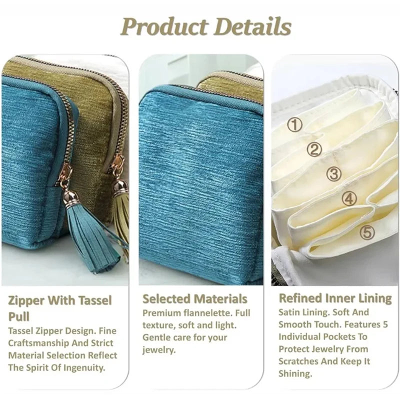 5-Layer Velvet Jewelry Storage Bag | Portable Travel Case Jewelry Storage Bag Richie's