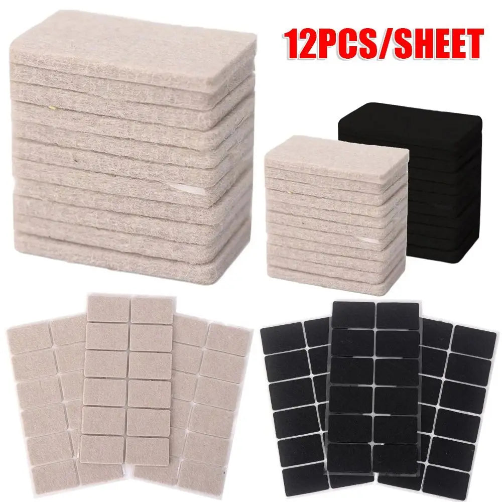 12-Pack Rectangle Felt Chair & Table Leg Pads – Floor Protectors Furniture Leg Pads Richie's
