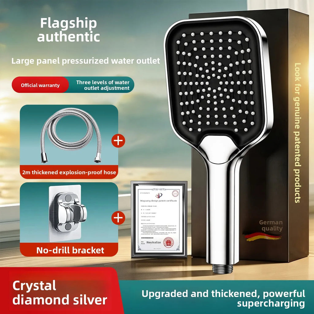 Pressurized Shower Head Set – High-Flow ABS Bathroom Kit Pressurized Shower Set Richie's Silver Set 5