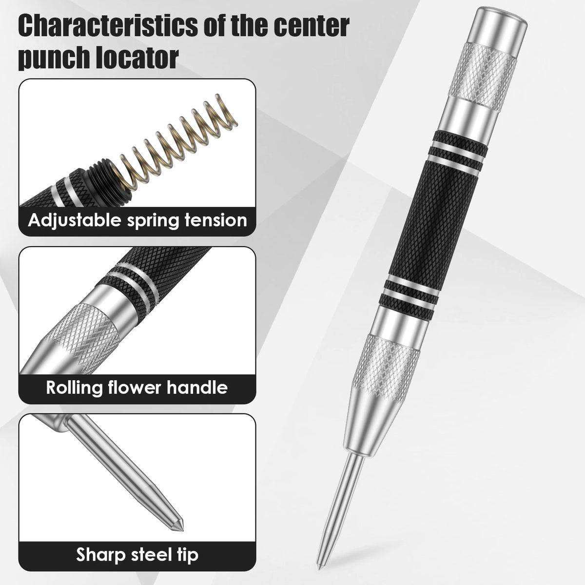 Automatic Spring-Loaded Center Punch – 5" Chrome Vanadium Steel Center Punch Tool Richie's