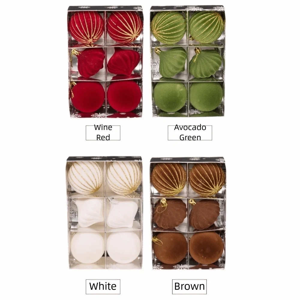 6-Pack 8CM Velvet Flocked Christmas Ball Ornaments | DIY Decor Christmas Ball Ornaments Richie's