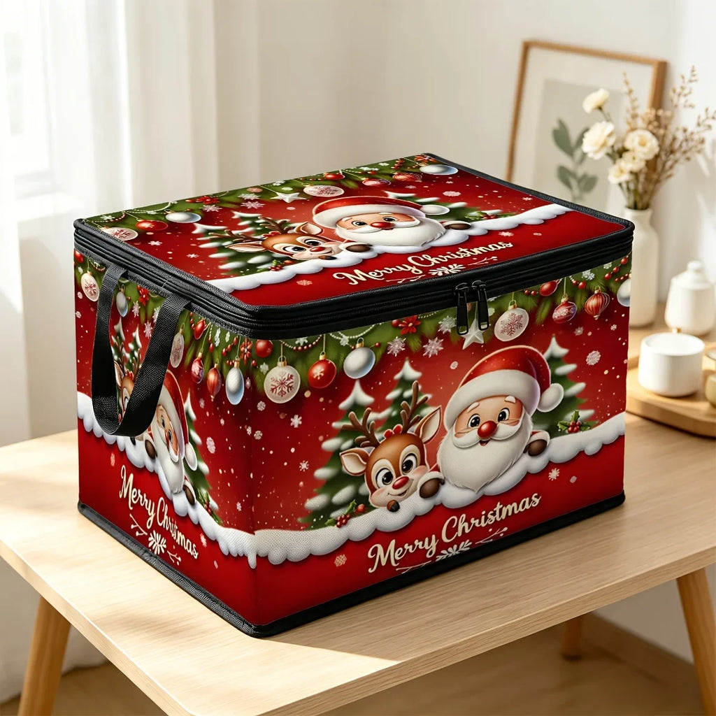 Large Foldable Christmas Storage Box with Lid | Santa Design Foldable Storage Box Richie's