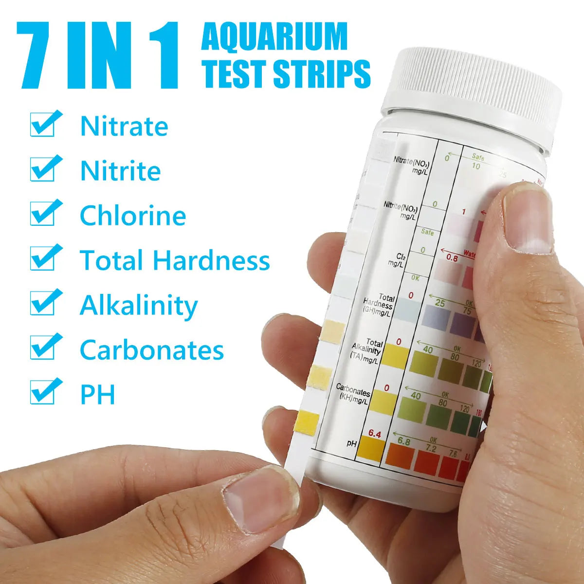 100Pcs 7-in-1 Aquarium Water Test Strips – Fish Tank Kit Aquarium Test Strips Richie's