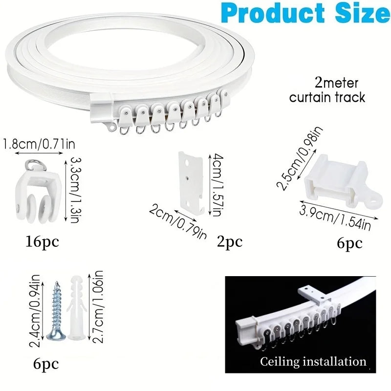 Flexible Bendable Curtain Track – Ceiling or Wall Mount 1m Curtain Track Rail Richie's 2m Ceiling mount