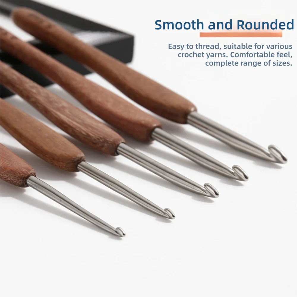 Sandalwood Crochet Hook 2.0–6.0mm Stainless Steel Weaving Tool Crochet Hook Richie's
