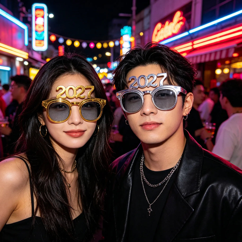 4Pcs 2027 New Year Party Sunglasses & Photo Booth Props Party Prop Glasses Richie's