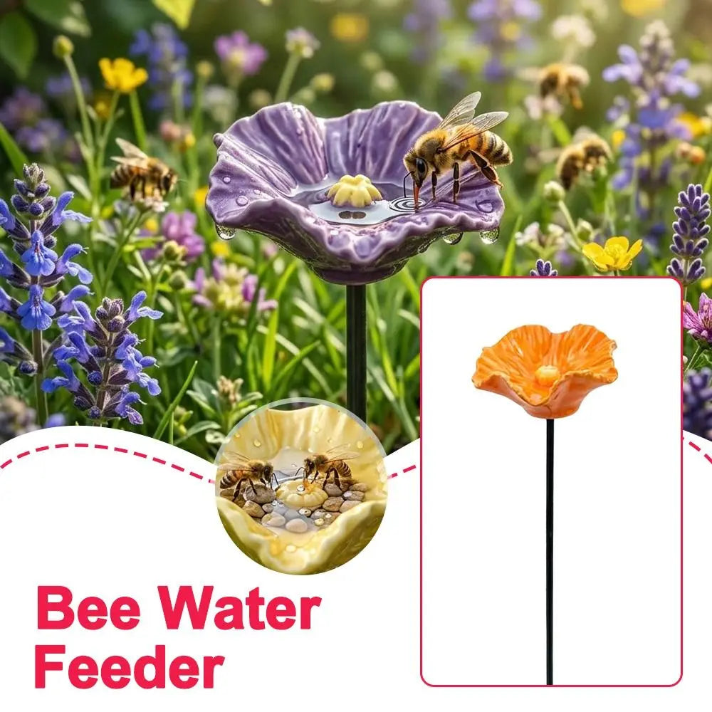 Resin Flower Bee & Bird Water Feeder Garden Stake Décor Garden Water Feeder Richie's