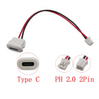5Pcs USB Type-C Female to JST PH 2.0mm 2-Pin Wire Connectors Wire Cable Connector Richie's White