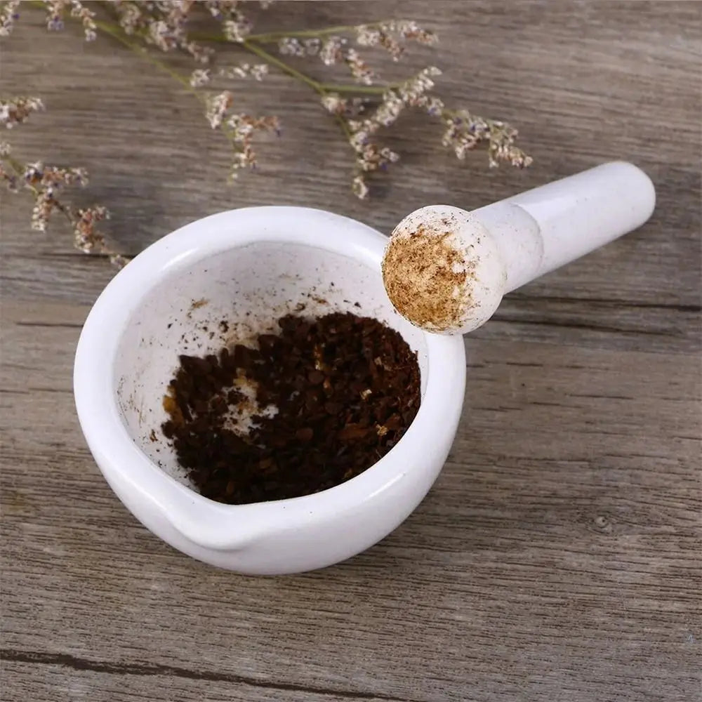 White Ceramic Mortar & Pestle Set | Porcelain Spice Grinder Mortar & Pestle Set Richie's