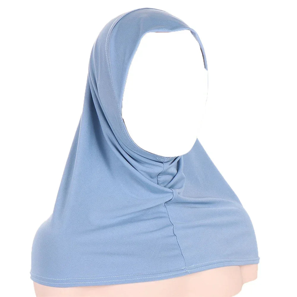 Women's Jersey Hijab Underscarf Inner Cap – Solid Neck Cover Hijab Underscarf Cap Richie's 07 Denim Blue