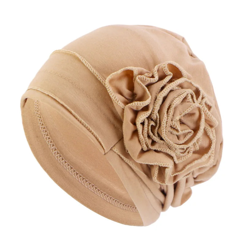 Women Flower Turban Hat Hijab Cap Elastic Head Wrap Bonnet Turban Hat Richie's khaki