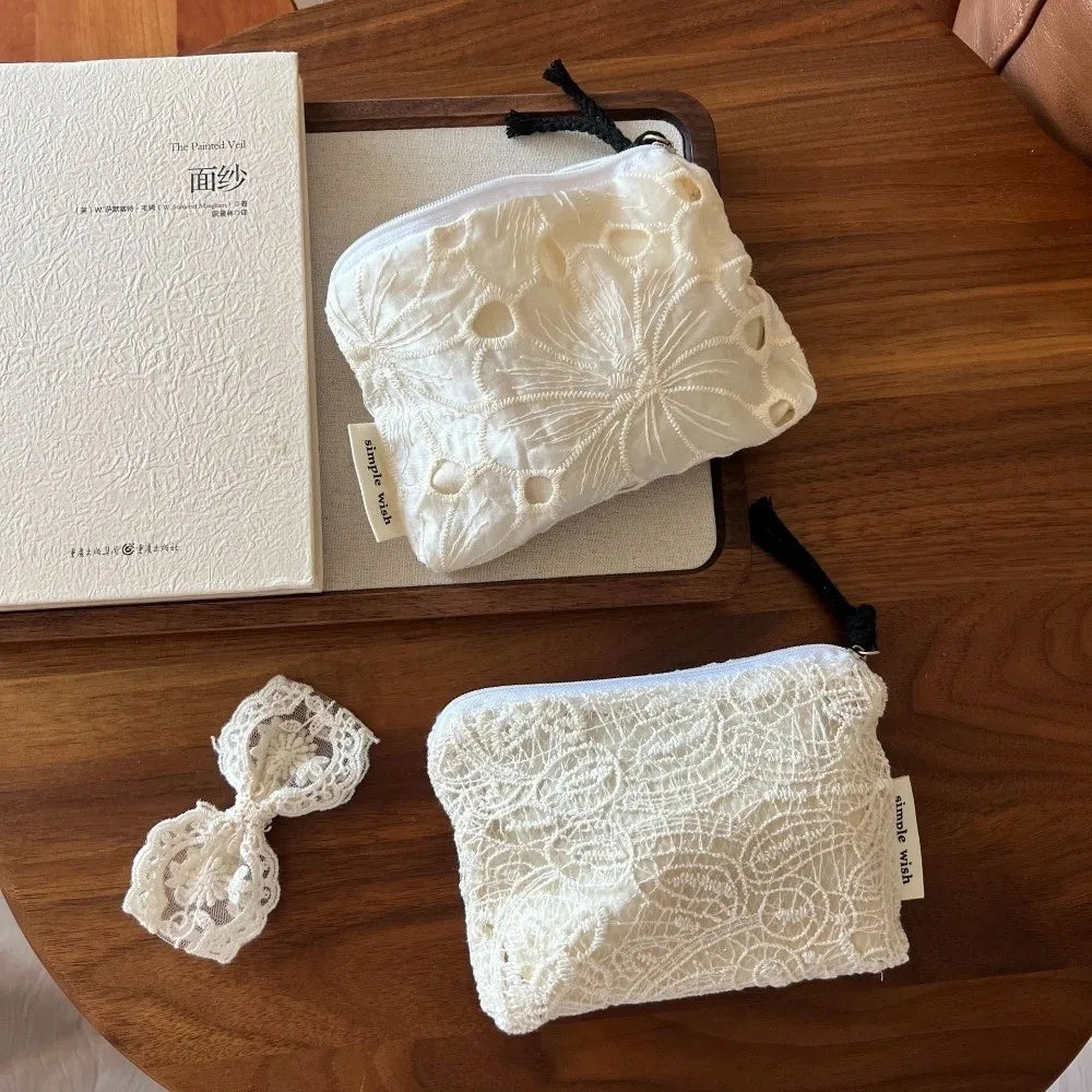 French Art Deco Lace Embroidered Cotton Coin Purse Mini Pouch Coin Purse Pouch Richie's