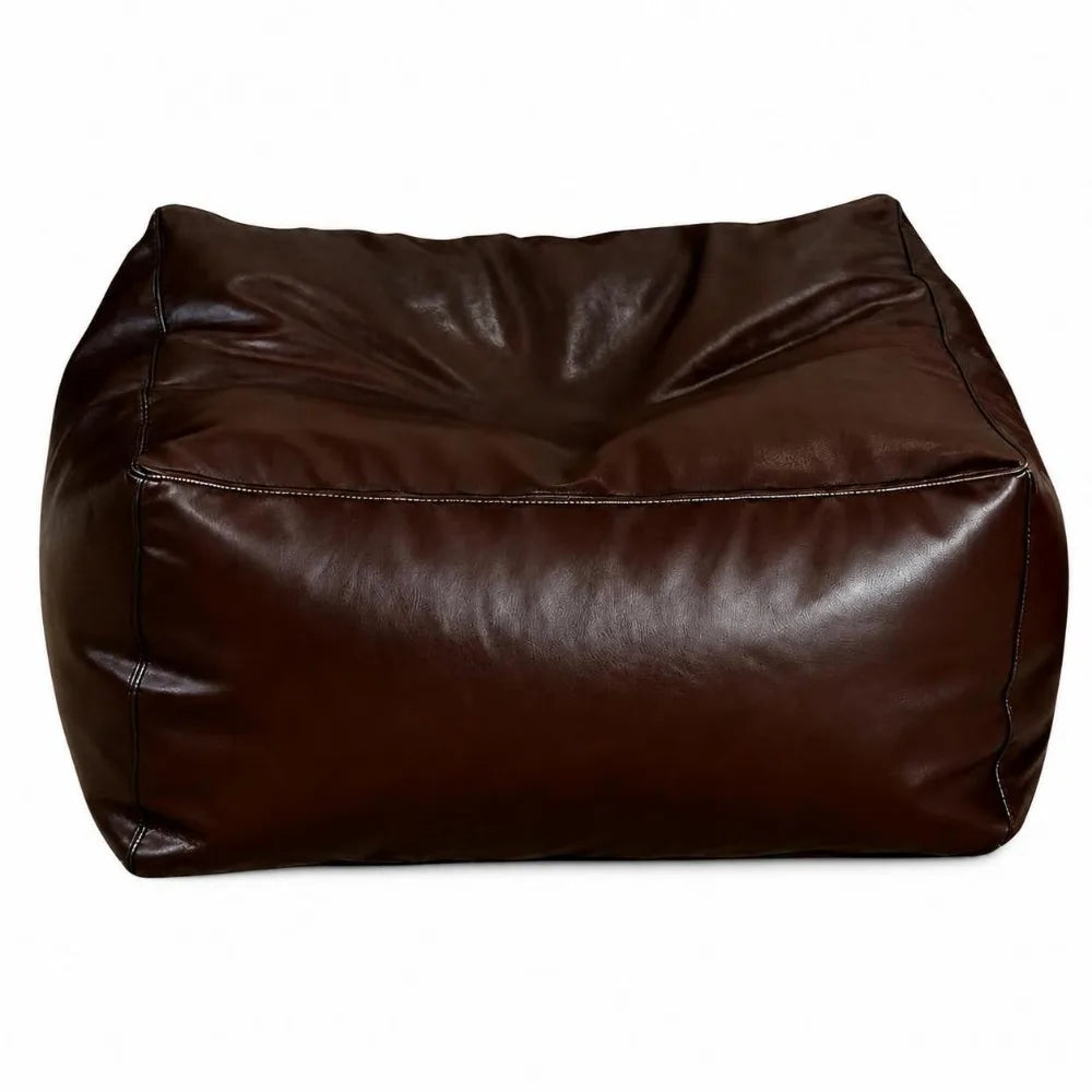 PU Leather Fillable Storage Ottoman Cover – Waterproof Pouf Storage Ottoman Cover Richie's Dark Coffee