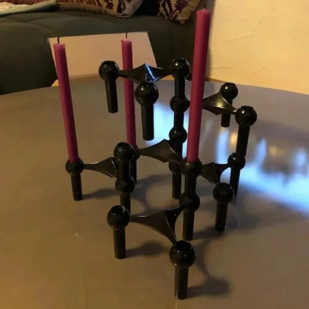 Nordic Metal Molecular Triangle Candle Holder Stand – Black Gold Metal Candle Holder Richie's
