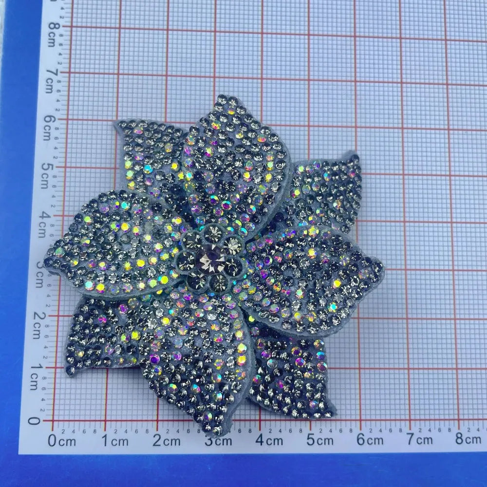 3D Rhinestone Flower Brooch Patch – DIY Sewing Embellishment Rhinestone Flower Brooch Richie's Silver Grey