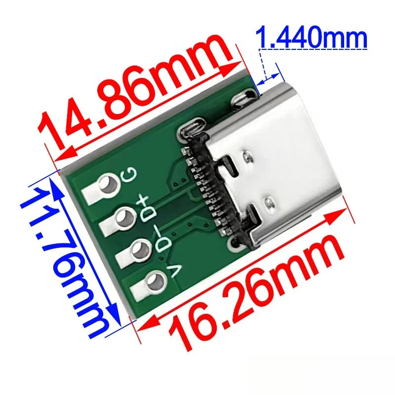 USB 3.1 Type-C 16-Pin PCB Test Adapter Connector Socket USB-C PCB Adapter Richie's H 5Pcs
