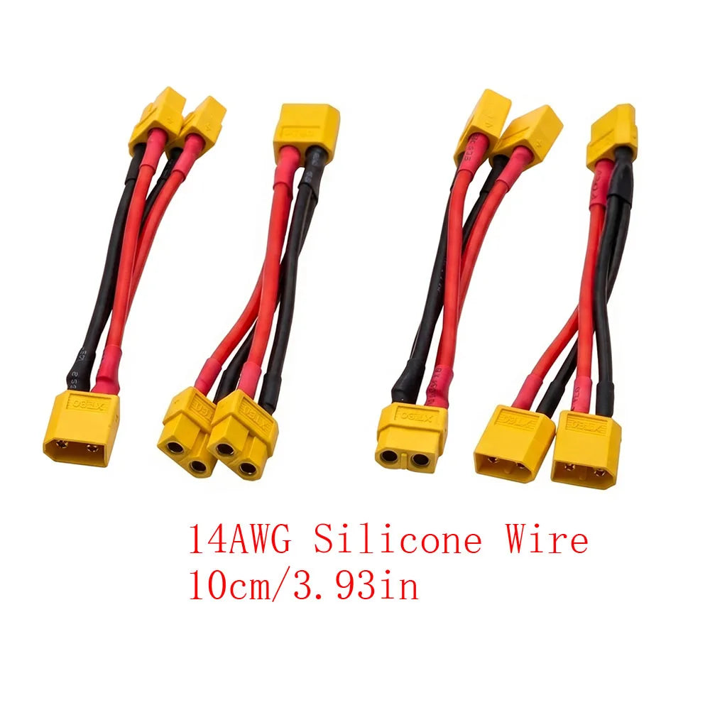 2Pcs XT60 Parallel Y Splitter 12/14AWG Silicone Wire RC Drone RC Power Connector Richie's