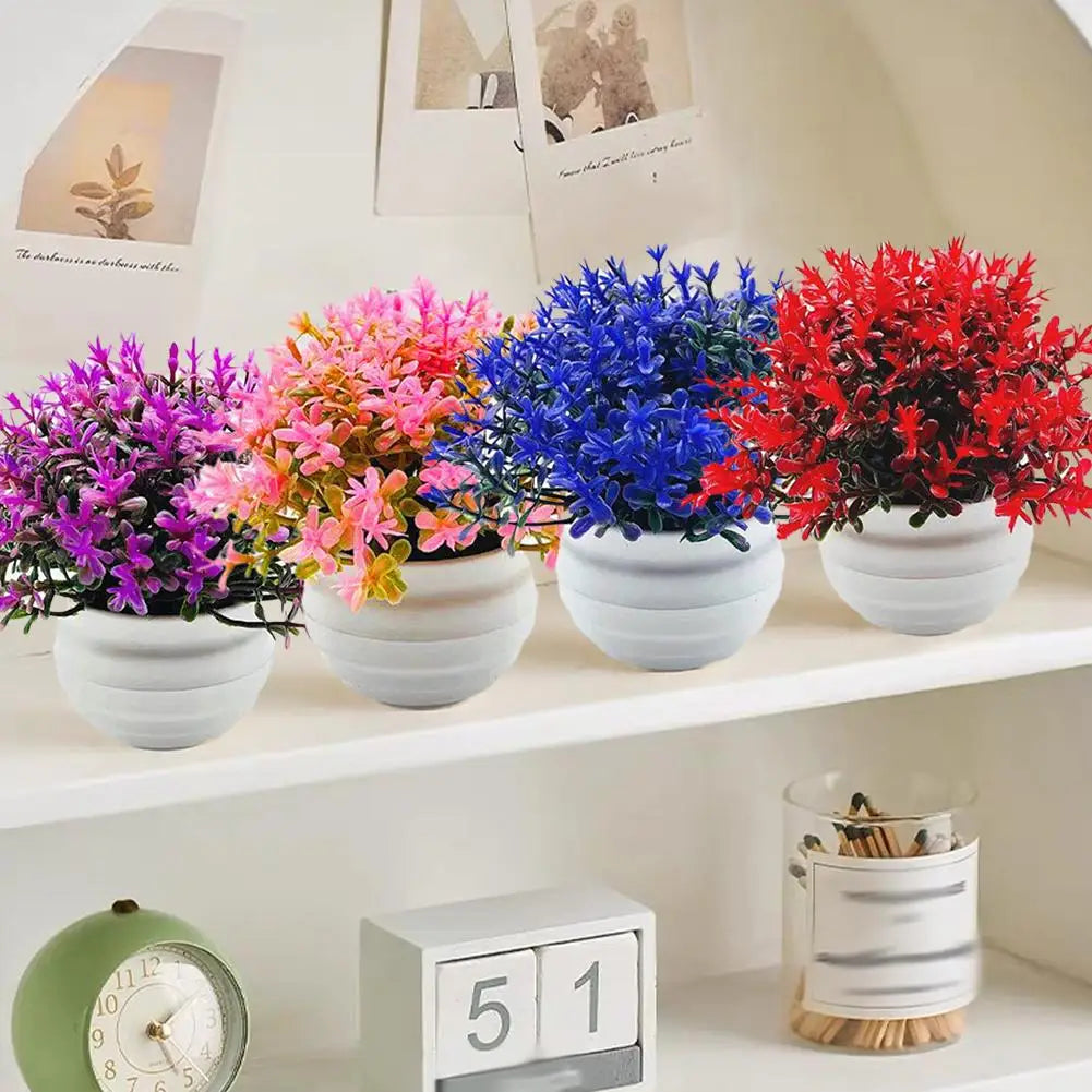 Artificial Bonsai Potted Plant – Multi-Color Faux Grass Décor Artificial Potted Plant Richie's