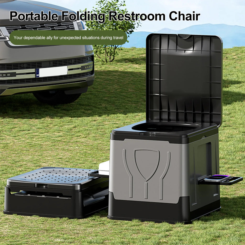 Folding Portable Toilet with Lid & Paper Holder – Camping Travel Portable Camping Toilet Richie's