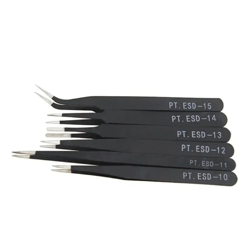 6pcs Antistatic Stainless Steel Tweezers – Precision Lash Grafting Set Eyelash Tweezers Set Richie's