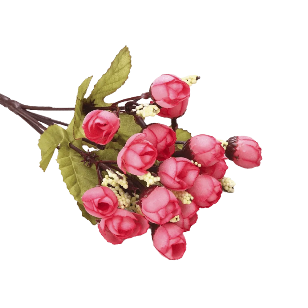 Silk Mini Rose Artificial Flower Stems 17.72in – Pearl Decorated Artificial Flower Stems Richie's Pink
