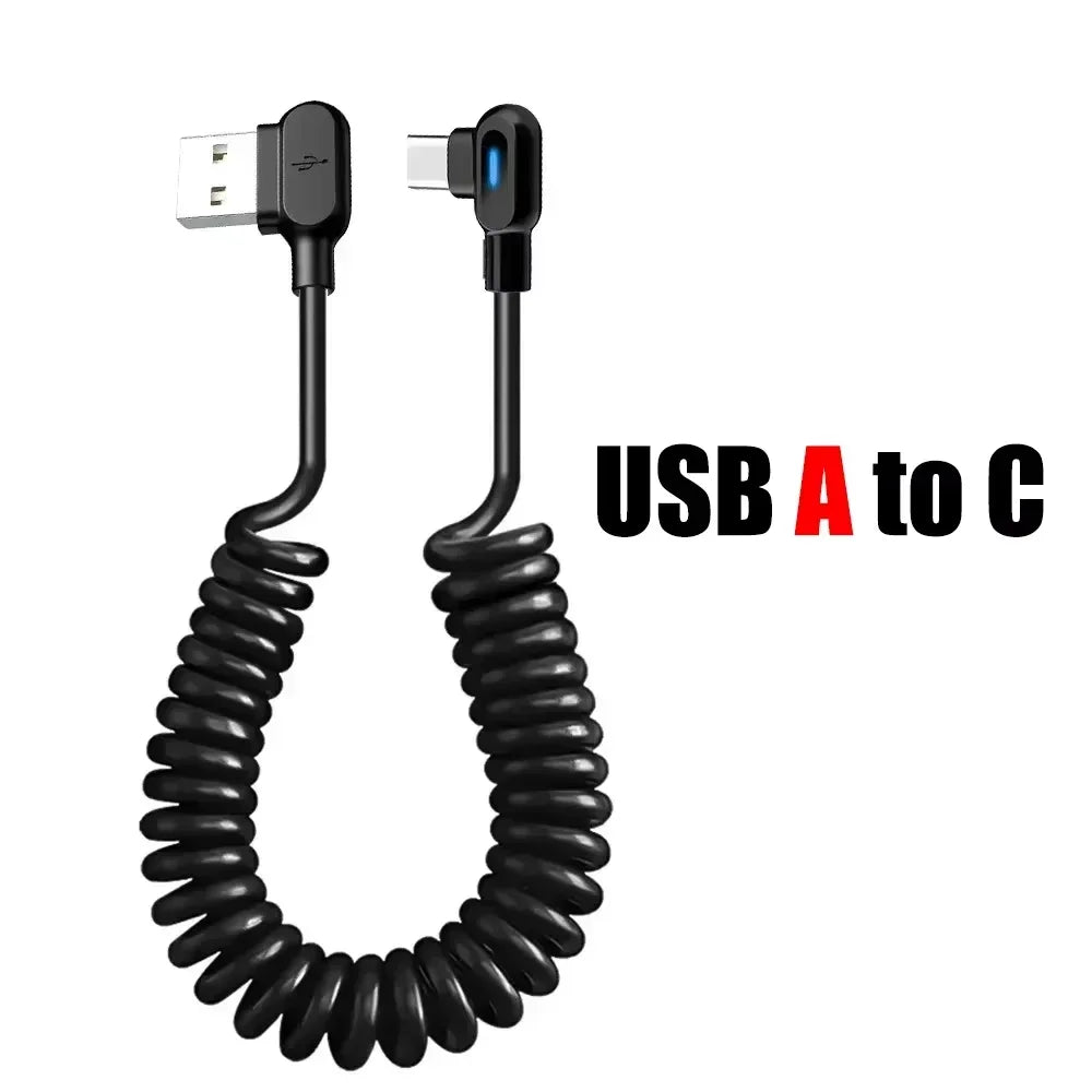 FUCHU Coiled USB-C Fast Charge Cable 6A 120W LED Indicator USB Charging Cable Richie's USB A to C 1.5m