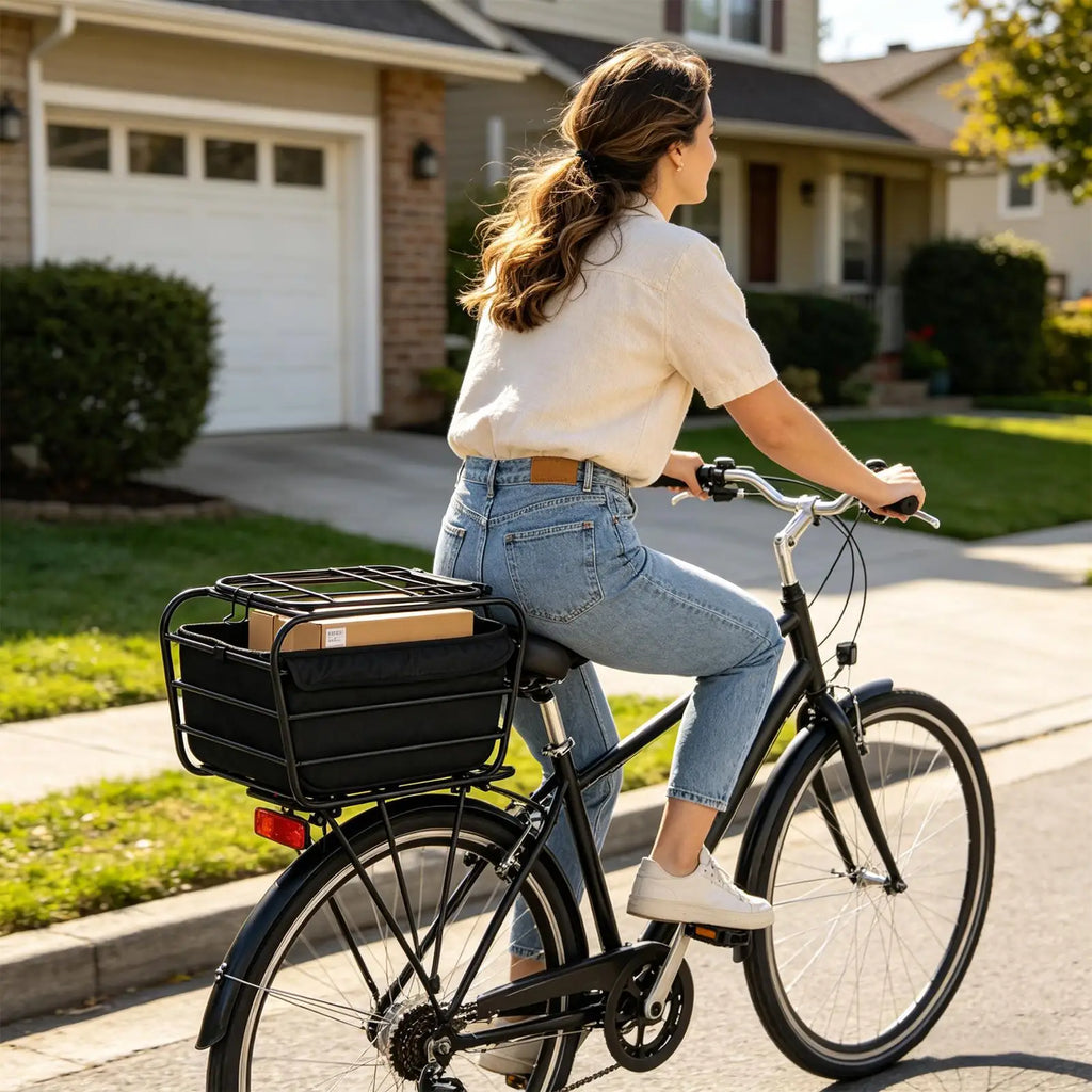 Enclosed Carbon Steel Bike Rear Basket – Pet & Cargo Carrier Rear Bike Basket Richie's
