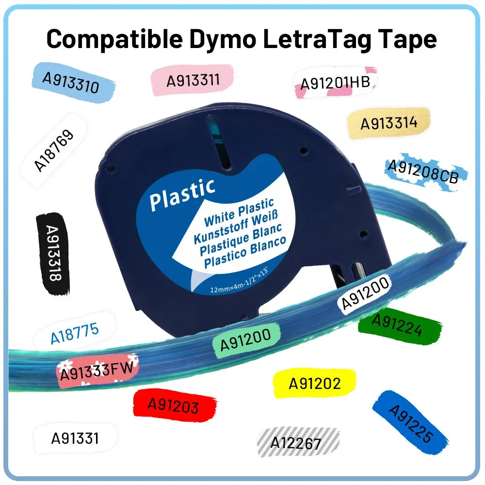 Dymo LetraTag 12mm Compatible Label Tape White – 91201/91200 Label Maker Tape Richie's