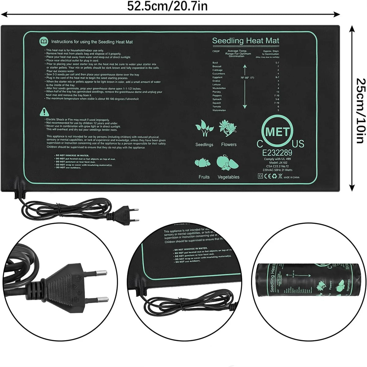 Seedling Heat Mat 110V/220V Waterproof Germination Heating Pad Seedling Heat Mat Richie's