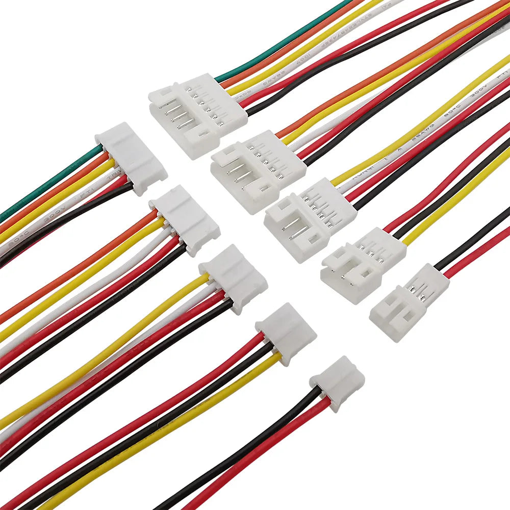 10Pcs JST PH 2.0mm Connector 2–6 Pin Male Female 26AWG Cables Wire Connector Set Richie's