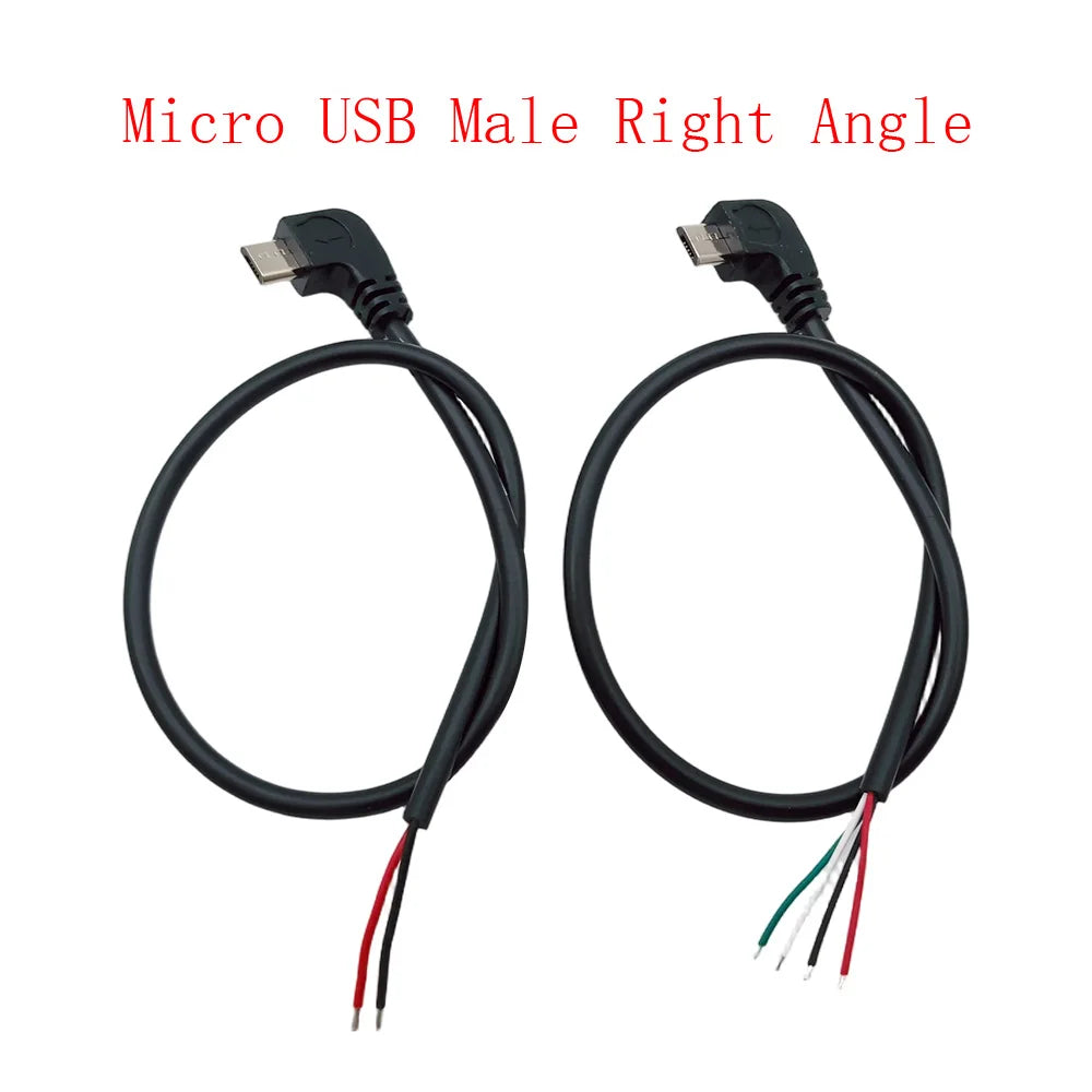 Right Angle 90° Micro USB Male Plug 2/4-Pin DIY Cable 30CM USB Connector Cable Richie's