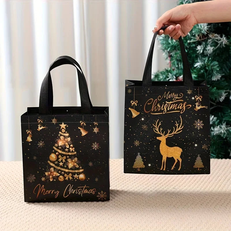 Black Gold Christmas Tote Bags Set of 4 | Xmas Gift Bags Christmas Gift Bags Richie's