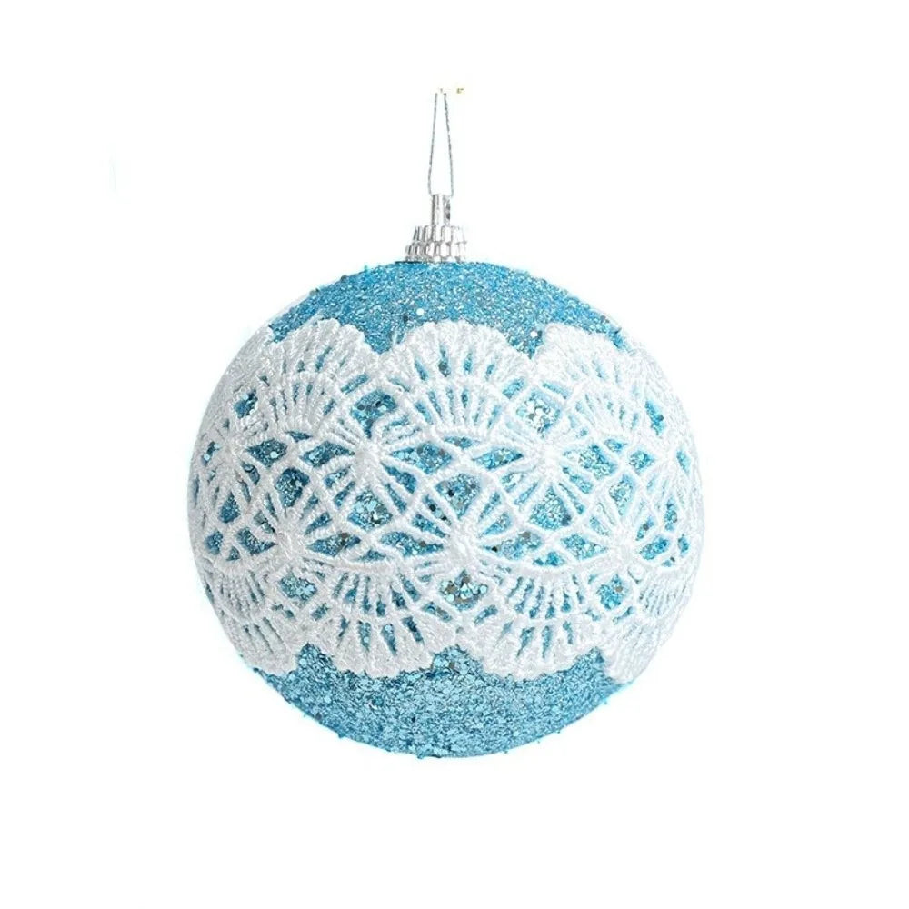 8cm Lace Foam Christmas Ball Ornament | Xmas Tree Pendant Christmas Ornament Richie's Blue