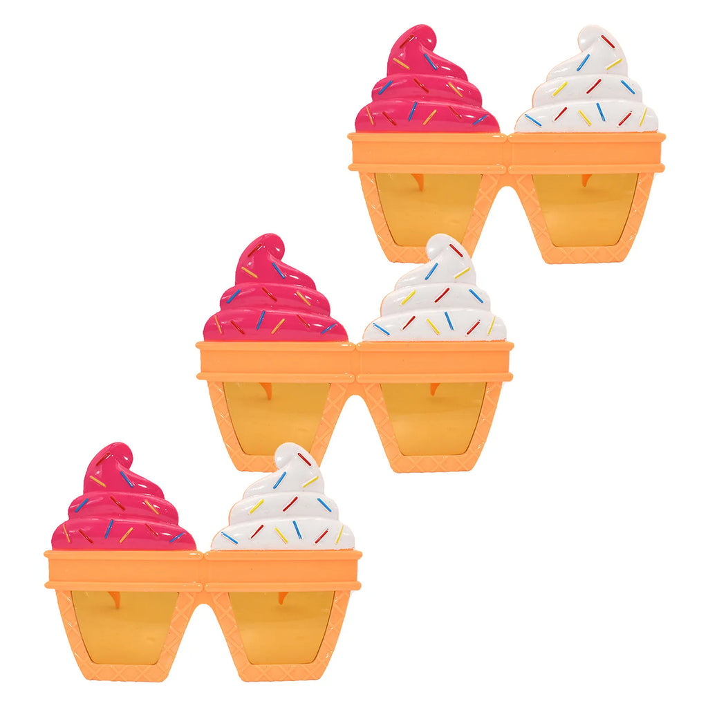 3-Pack Ice Cream Cone Novelty Sunglasses | Party Photo Props Novelty Party Glasses Richie's