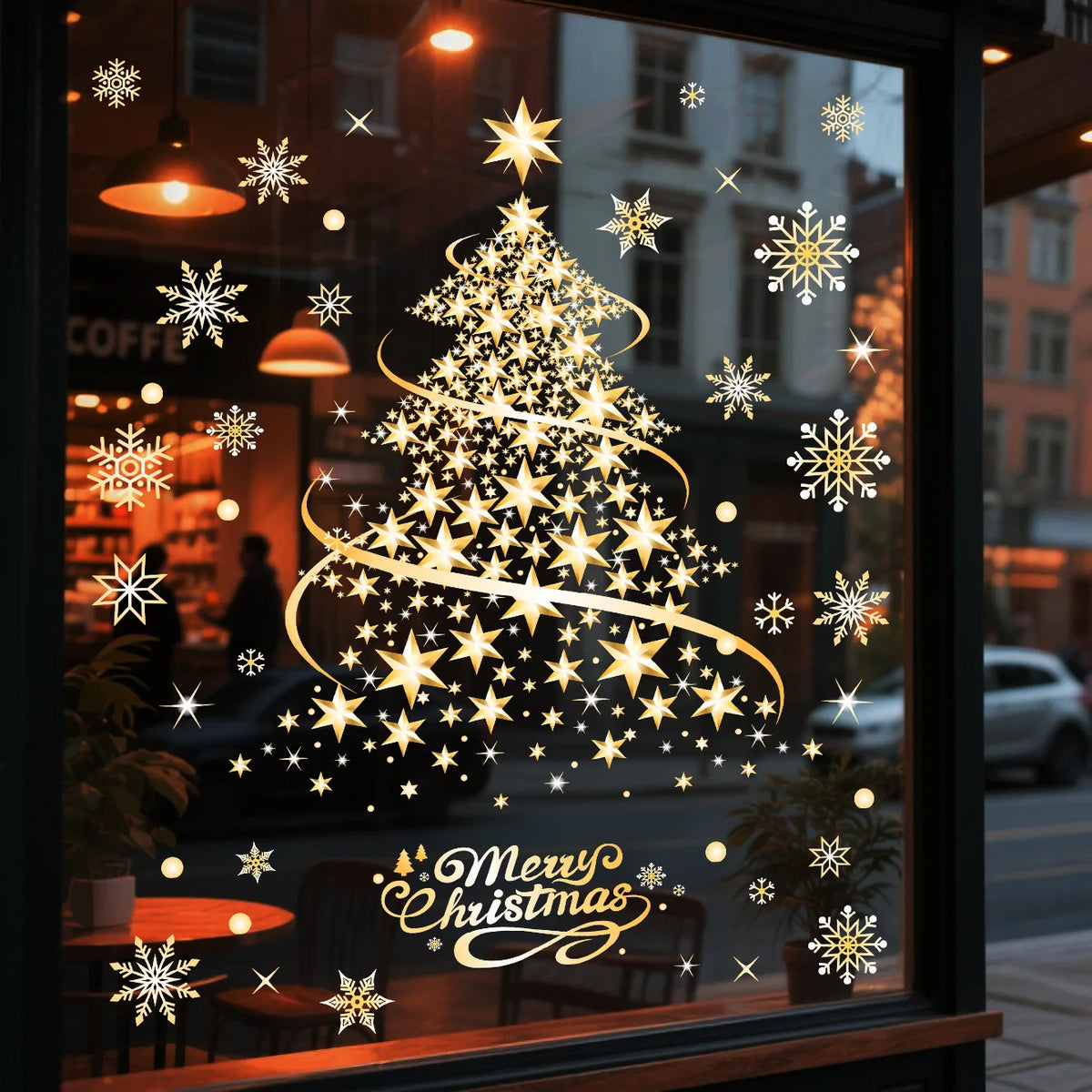 Silvery Christmas Tree Window Sticker – Reusable PVC Cling Window Cling Decoration Richie's golden 1set