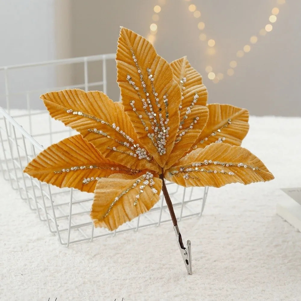25CM Glitter Poinsettia Artificial Christmas Flower Decoration Artificial Christmas Flower Richie's