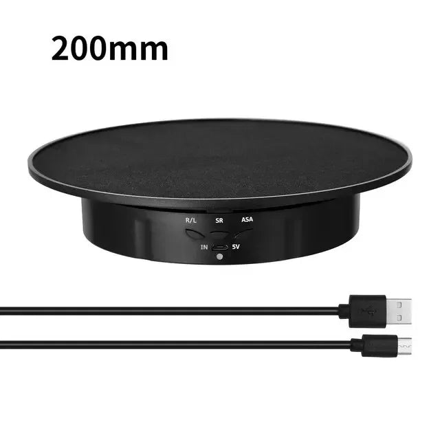 360° Electric Rotating Display Turntable 200mm | 3 Speeds Photography Display Turntable Richie's 200mm black Suede