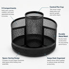 360° Rotating Mesh Desktop Organizer | Metal Pen Holder Desktop Organizer Richie's