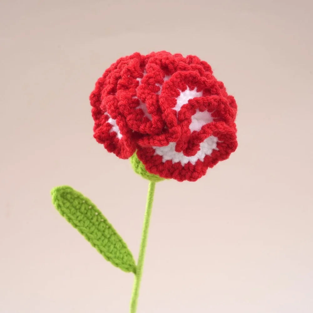 Handmade Crochet Carnation Bouquet – Colorful Knit Wool Flowers Crochet Flower Bouquet Richie's Gradient Red