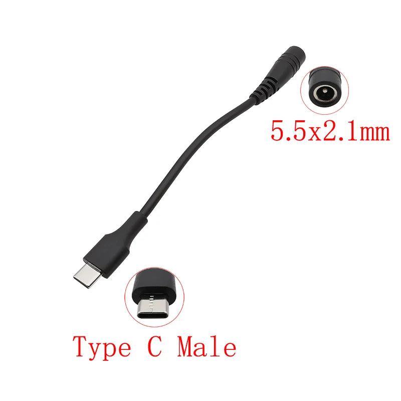 USB to 5.5mm 2.1mm DC Power Connector Cable – Micro, Type-C DC Power Cable Adapter Richie's DCK-Type C 1Pcs