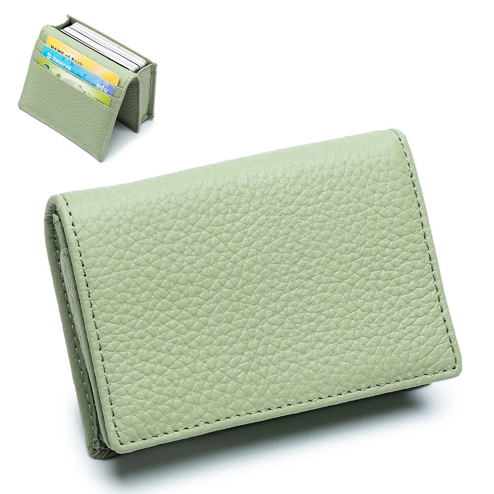 Genuine Leather Card Holder Wallet & Coin Purse – Unisex Leather Card Wallet Richie's light green