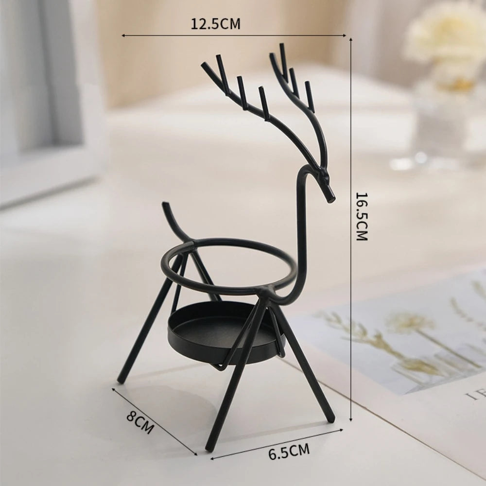 Metal Reindeer Candle Holder Christmas Table Decor Gift Candle Holder Richie's Black